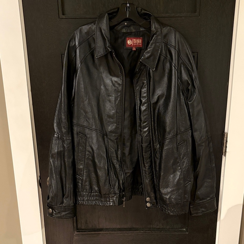 Wilson’s black leather bomber style jacket